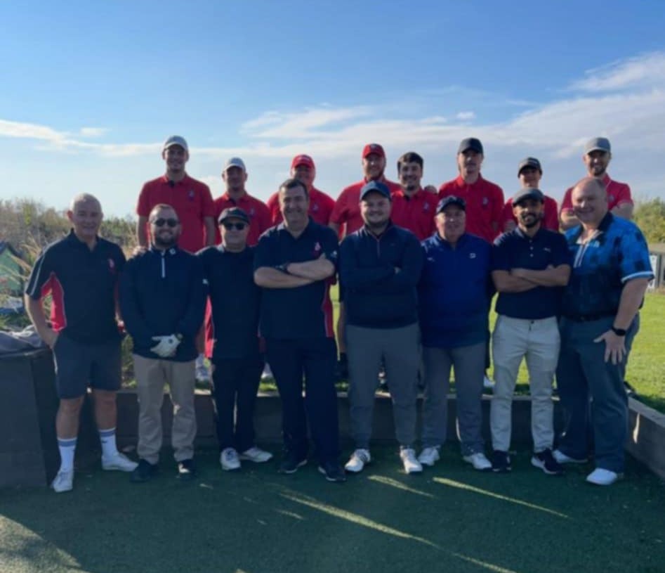 Some of the Anson players at a golf day after the season finished